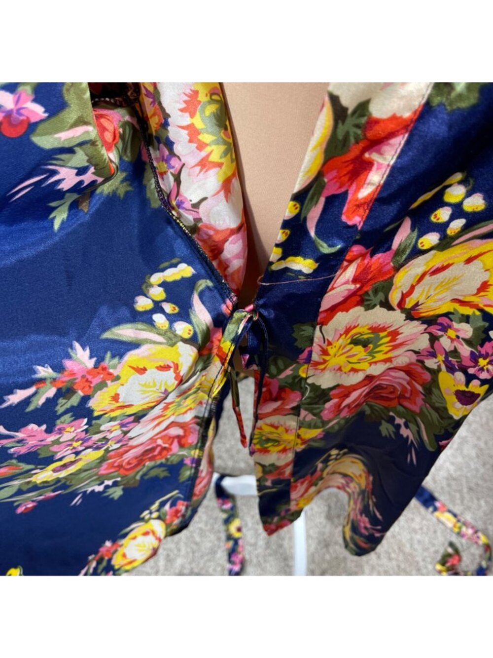 Unbranded Kimono Robe One Size Blue Floral Bridesmaid Long Sleeve - Picture 4 of 6